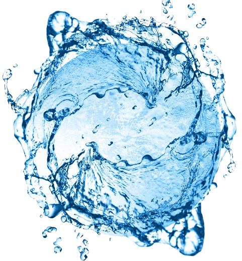 A blue water splash in the shape of a circle.